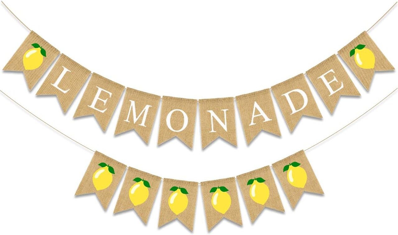 Lemonade Burlap Banner and Lemon Burlap Banner Jute Summer Lemon Theme Bunting Banner Garland Summer Lemon Theme Birthday Baby Shower Party Decor Lemonade Stand Decorations